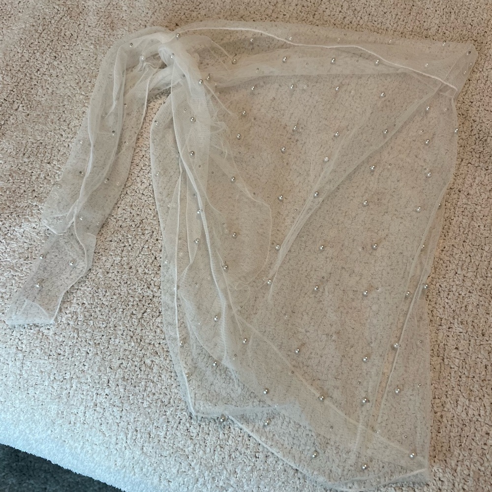 Lulus white mesh pearl sarong cover up
